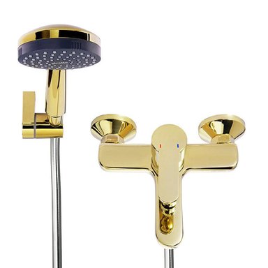 MONOMANDO LLAVE GRIFO PARA TINA DUCHA MODELO ARONA DORADO - 2