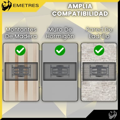 SOPORTE PARA PANTALLA TV PANTALLAS PARED 40 55 65 75 PULGADAS EMETRES BASE PARA TV COLOR NEGRO - 7