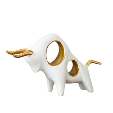 FIGURA DECORATIVA TORO ESTILO NORDICO BLANCO - 1