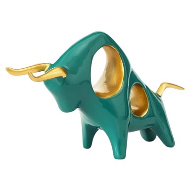 FIGURA DECORATIVA TORO ESTILO NORDICO VERDE - 1