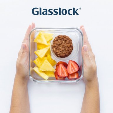 PACK DE 3 CONTENEDORES VIDRIO HERME TICO CUADRADO 1200 ML GLASSLOCK - 3
