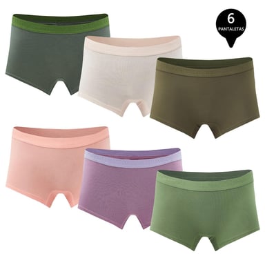 PACK DE 6 CALZONES MUJER GIOVACCHINO BOXER PANTALETA BAMBÚ - 1