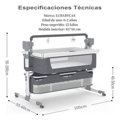 CUNA COLECHO LUBABYCAS ECLASS ACERO INOXIDABLE GRIS MECEDORA ELÉCTRICA - 9