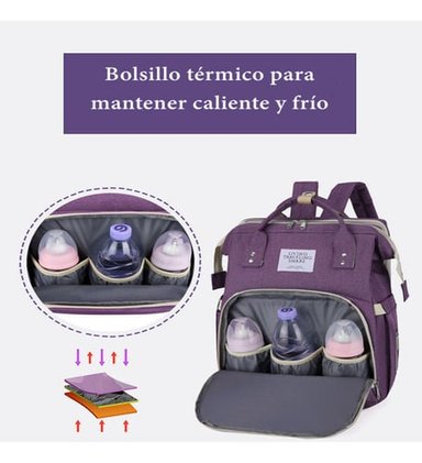 MOCHILA LUBABYCAS A02 MATERNAL 3 EN 1 CON CUNITA AZUL - 4