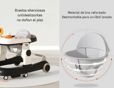 ANDADOR LUBABYCAS CON APOYA PIES Y MÁS ACCESORIOS NEGRO - 6