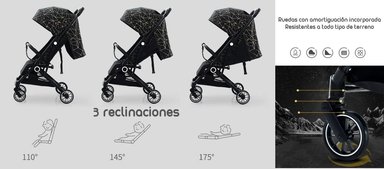 COCHE PASEO LUBABYCAS ÚLTRA COMPACTO NEGRO - 4