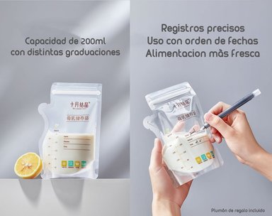 BOLSA PARA LECHE MATERNAL LUBABYCAS BLANCO 36 UNIDADES Y 1 PLUMÓN - 4