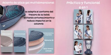 PORTABEBÉ LUBABYCAS ERGONÓMICO 6 EN 1 BY GRIS - 3