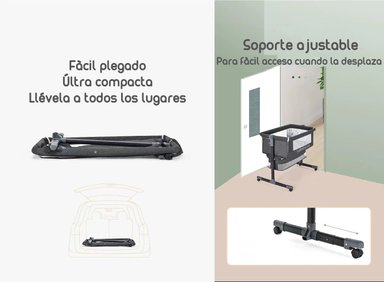 CUNA COLECHO CON MUDADOR Y ACCESORIOS LUBABYCAS GRIS - 4