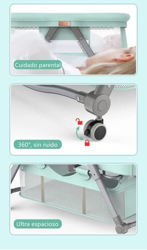 CUNA LUBABYCAS PRO ACERO INOXIDABLE VERDE BEBÉ CON ACCESORIOS - 6