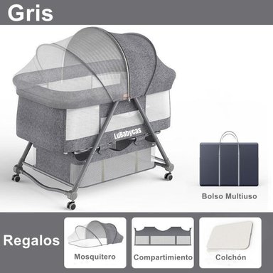 CUNA MOISÉS LUBABYCAS PRO ACERO INOXIDABLE GRIS CON ACCESORIOS - 2