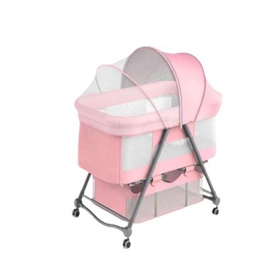 CUNA LUBABYCAS PRO ACERO INOXIDABLE ROSADA BEBÉ CON ACCESORIOS - 1