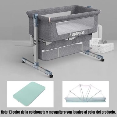 CUNA COLECHO LUBABYCAS LUXURY ACERO INOXIDABLE GRIS BEBÉ CON MOSQUITERO - 2