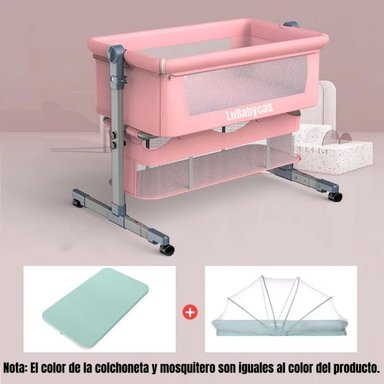 CUNA COLECHO LUBABYCAS LUXURY ACERO INOXIDABLE ROSADA BEBÉ CON MOSQUITERO - 2