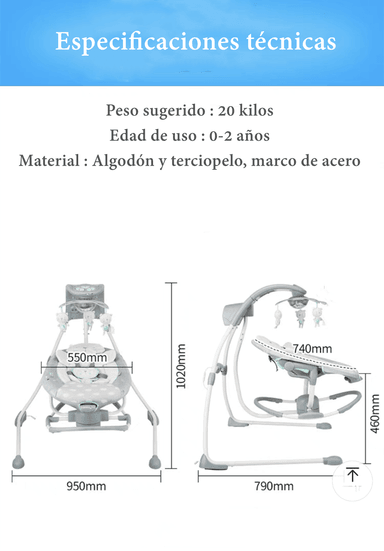 COLUMPIO INGENUITY MECEDORA ELECTRICO 360° LUBABYCAS GRIS - 8