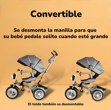TRICICLO MULTIFUNCIONAL 360° CON FOCO LUBABYCAS ROSADO - 4