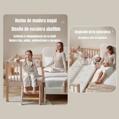 CAMA CUNA COLECHO LUBABYCAS TRANSICIÓN MADERA 150X70X86CM CON COLCHÓN - 3