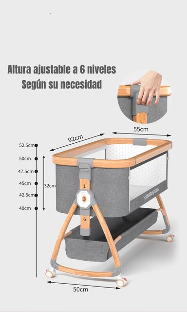CUNA COLECHO LUBABYCAS PRANA ACERO INOXIDABLE ROSADA MECEDORA 3 EN 1 - 4