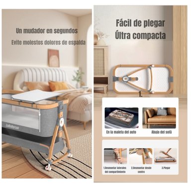 CUNA COLECHO LUBABYCAS PRANA ACERO INOXIDABLE ROSADA MECEDORA 3 EN 1 - 5