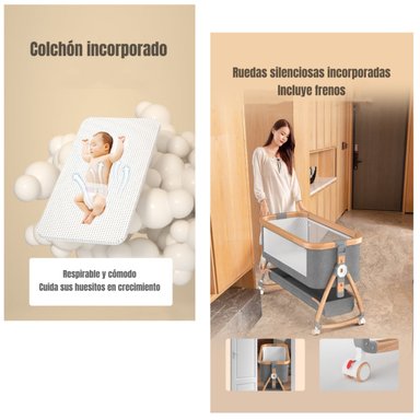 CUNA COLECHO LUBABYCAS PRANA ACERO INOXIDABLE ROSADA MECEDORA 3 EN 1 - 7
