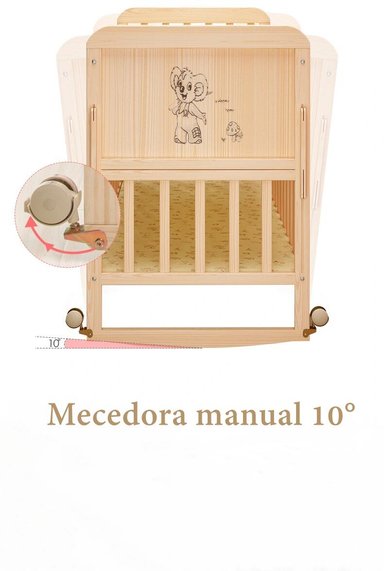 CUNA MADERA COLECHO CON MUDADOR MOSQUITERO ROSADA LUBABYCAS - 4