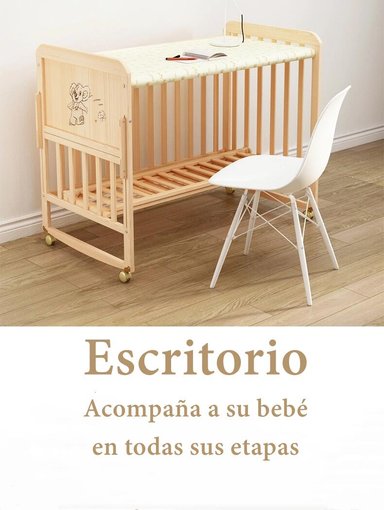 CUNA MADERA COLECHO CON MUDADOR MOSQUITERO ROSADA LUBABYCAS - 5