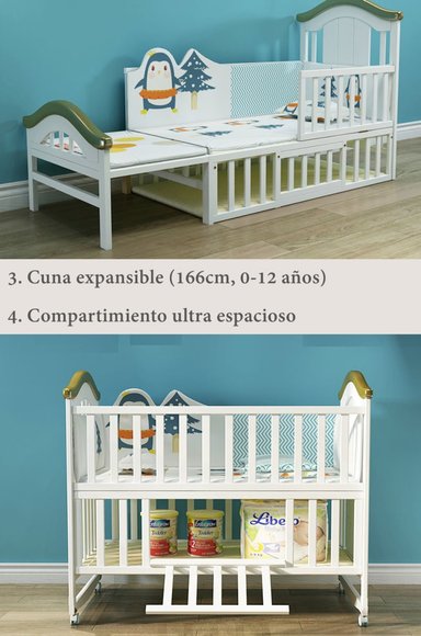 CUNA COLECHO LUBABYCAS IMPERIO MADERA AZUL CON MUDADOR MOSQUITERO - 6