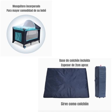 CUNA CORRAL LUBABYCAS MAGIC ACERO ROSADA CON MUDADOR MOSQUITERO COLCHÓN - 4