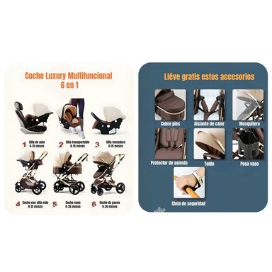 COCHE CUNA LUBABYCAS CON SILLA NIDO MUCHOS ACCESORIOS NEGRO - 2