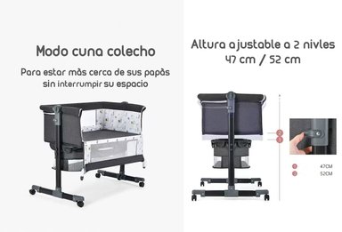CUNA COLECHO CON MUDADOR Y ACCESORIOS LUBABYCAS GRIS - 4