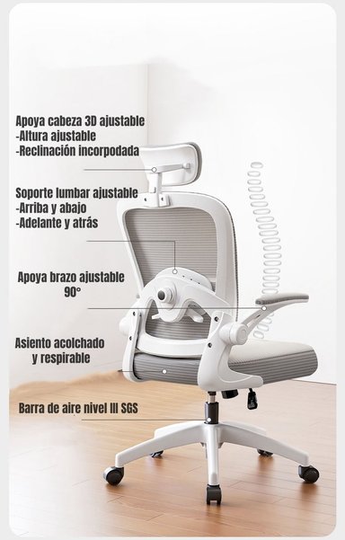 SILLA ESCRITORIO LUBABYCAS NEGRO CON APOYA CABEZA - 3