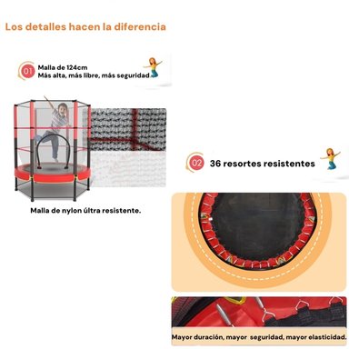CAMA ELÁSTICA LUBABYCAS IFREE 140 CM DISEÑO ALTO ROSADA - 4