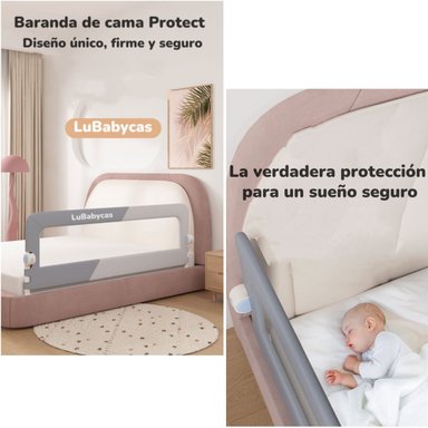 BARANDA CAMA LUBABYCAS PACK 3 PLEGABLE KING PROTECT ACERO INOXIDABLE GRIS - 3