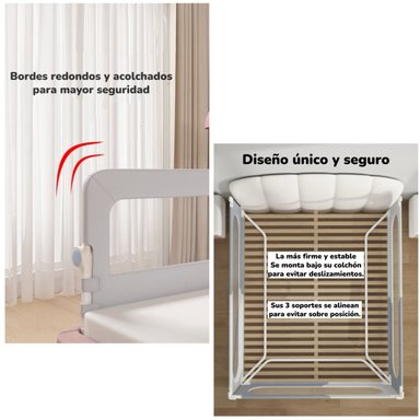 BARANDA CAMA LUBABYCAS PACK 3 PLEGABLE KING PROTECT ACERO INOXIDABLE GRIS - 6