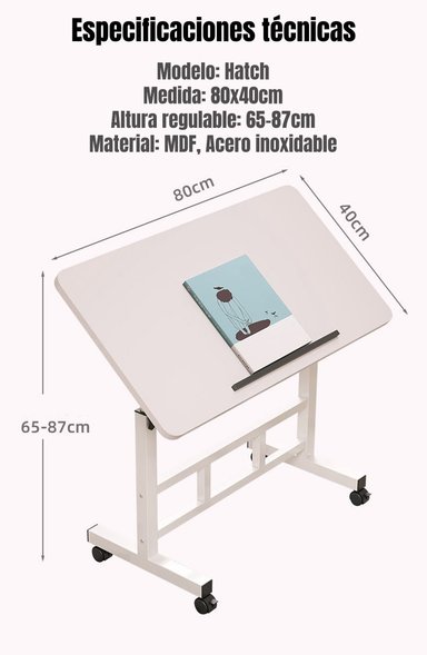 ESCRITORIO PLEGABLE HATCH 80X40CM CON BARRERA ANTIDESLIZANTE - 8