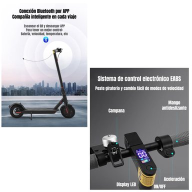 SCOOTER ADULTO ELE CTRICO CON APP PLEGABLE 30KM NEGRO SPEED - 5