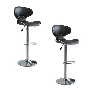 PACK 2 SILLAS PISO BAR PREMIUM NEGRAS ALTURA REGULABLE YC229 - 1