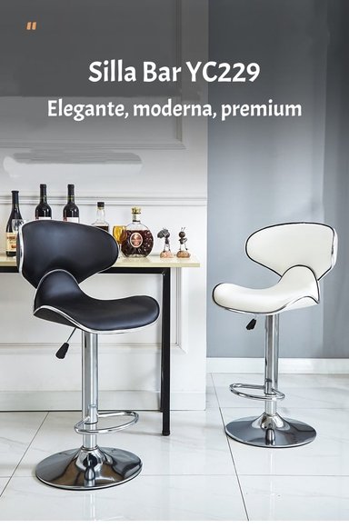 PACK 2 SILLAS PISO BAR PREMIUM NEGRAS ALTURA REGULABLE YC229 - 2