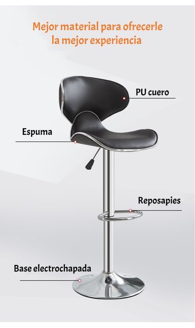 PACK 2 SILLAS PISO BAR PREMIUM NEGRAS ALTURA REGULABLE YC229 - 6