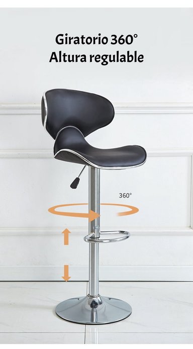 PACK 2 SILLAS PISO BAR PREMIUM NEGRAS ALTURA REGULABLE YC229 - 7