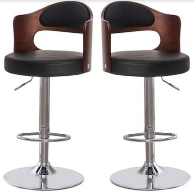SILLAS BOSCCO ECOCUERO NEGRO PACK 2 BAR TABURETE REGULABLE MADERA - 1