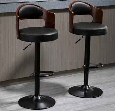 PACK 2 SILLAS BAR DE LUXE MADERA CON RESPALDO BOSCCO EN COLOR NEGRO/EN COLOR NEGRO - 1