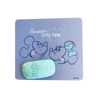 KIT MOUSE INALAMBRICO USB 3B Y MOUSEPAD GRIS MINNIE MOUSE - 1