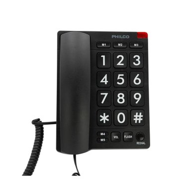 TELEFONO SOBRE MESA BOTONES GRANDES EN COLOR NEGRO RT170BK PHILCO - 1