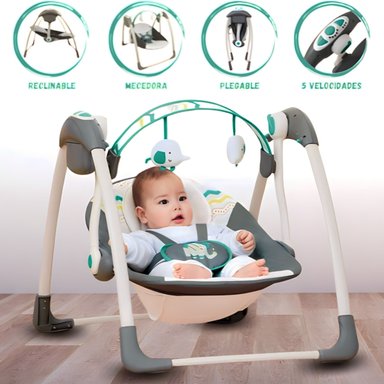 SILLA ACTUAL MECEDORA BEBÉS CON ASIENTO RECLINABLE VERDE CLARO - 2