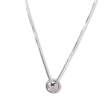 COLLAR ANDREA COGGIOLA JOYAS PLATA FINA 925 CIRCÓN 6MM PUNTO DE LUZ CADENA VENECIANA - 1