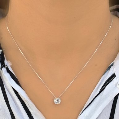 COLLAR ANDREA COGGIOLA JOYAS PLATA FINA 925 CIRCÓN 6MM PUNTO DE LUZ CADENA VENECIANA - 4