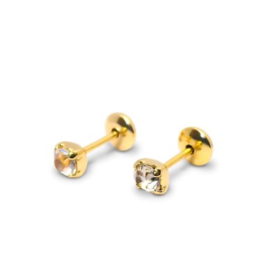AROS ANDREA COGGIOLA JOYAS BEBÉ CIRCÓN BLANCO 3MM ENCHAPADO ORO 18K - 1