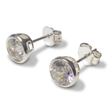 AROS ANDREA COGGIOLA JOYAS PUNTO DE LUZ CIRCÓN BLANCO CANASTILLO 6MM PLATA FINA 925 - 1