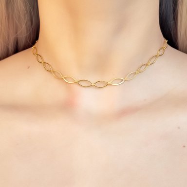 COLLAR CHOKER OVALADO ENCHAPADO ORO 18K - 4